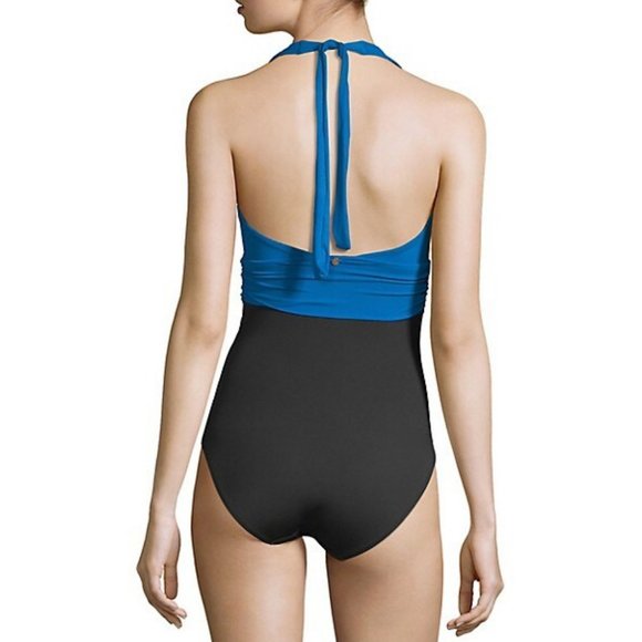 NWT Lauren Ralph Lauren Black/Blue One Piece swimsuit - Picture 2 of 4